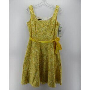 Anne Klein Dress 8 Fit Flare Floral Belted Sundress Y2K $159 NEW